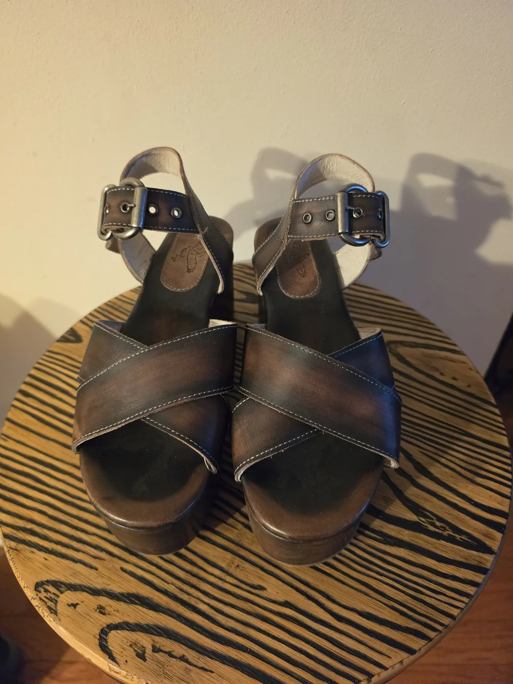 Freebird by Steven Brown Leather Platform Sandals with Buckle Strap